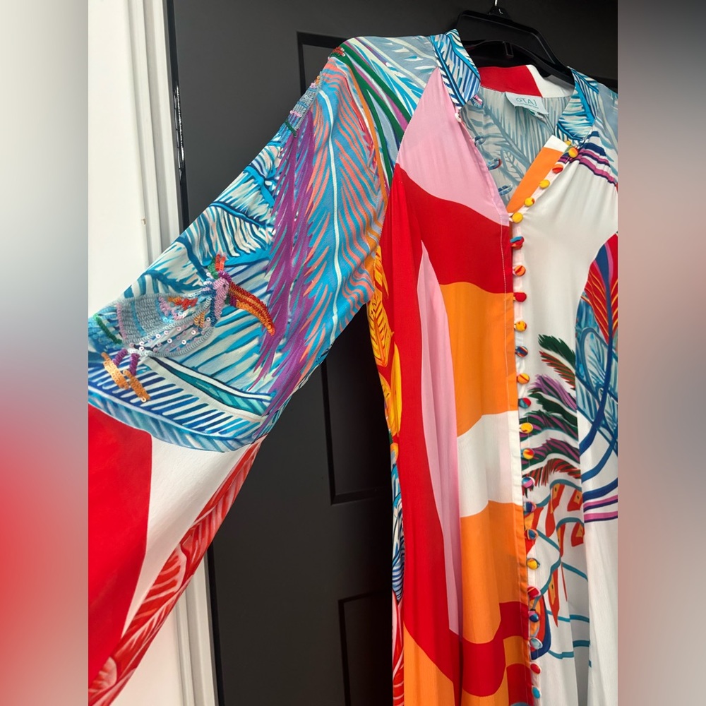 Taj By Sabrina Crippa Nea Mealy Bird Maxi Dress sequin embellished long sleeve - Picture 13 of 16